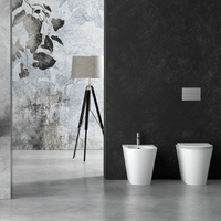 Coppia Di Sanitari Da Terra Alice Ceramica Filo Muro Senza Brida Bianco Opaco "Hide Round"