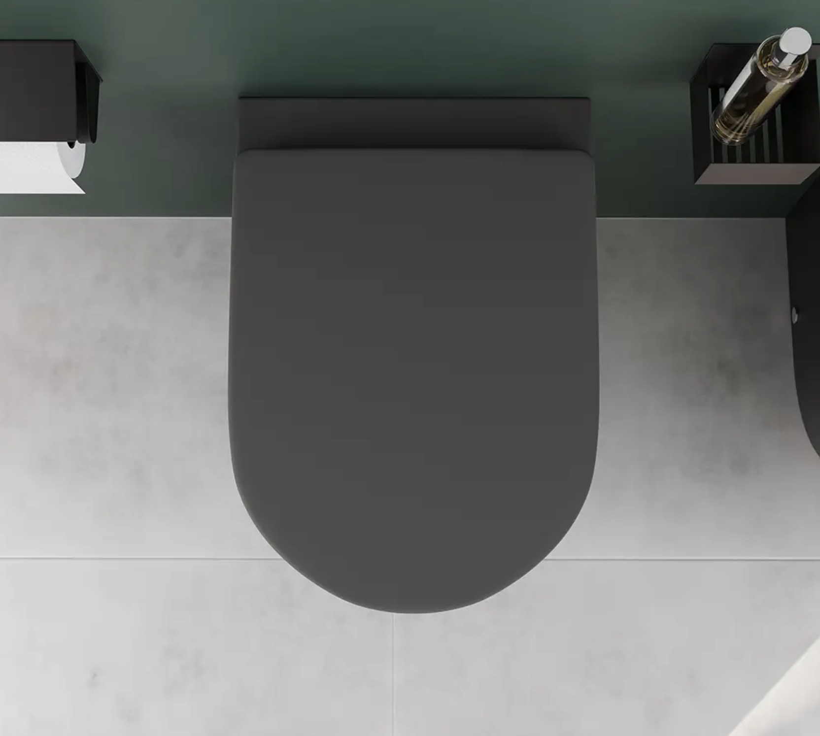 Coppia di sanitari filomuro ceramica grigio opaco vaso rimless copriwc soft-close e bidet ASIA SMALL Regos