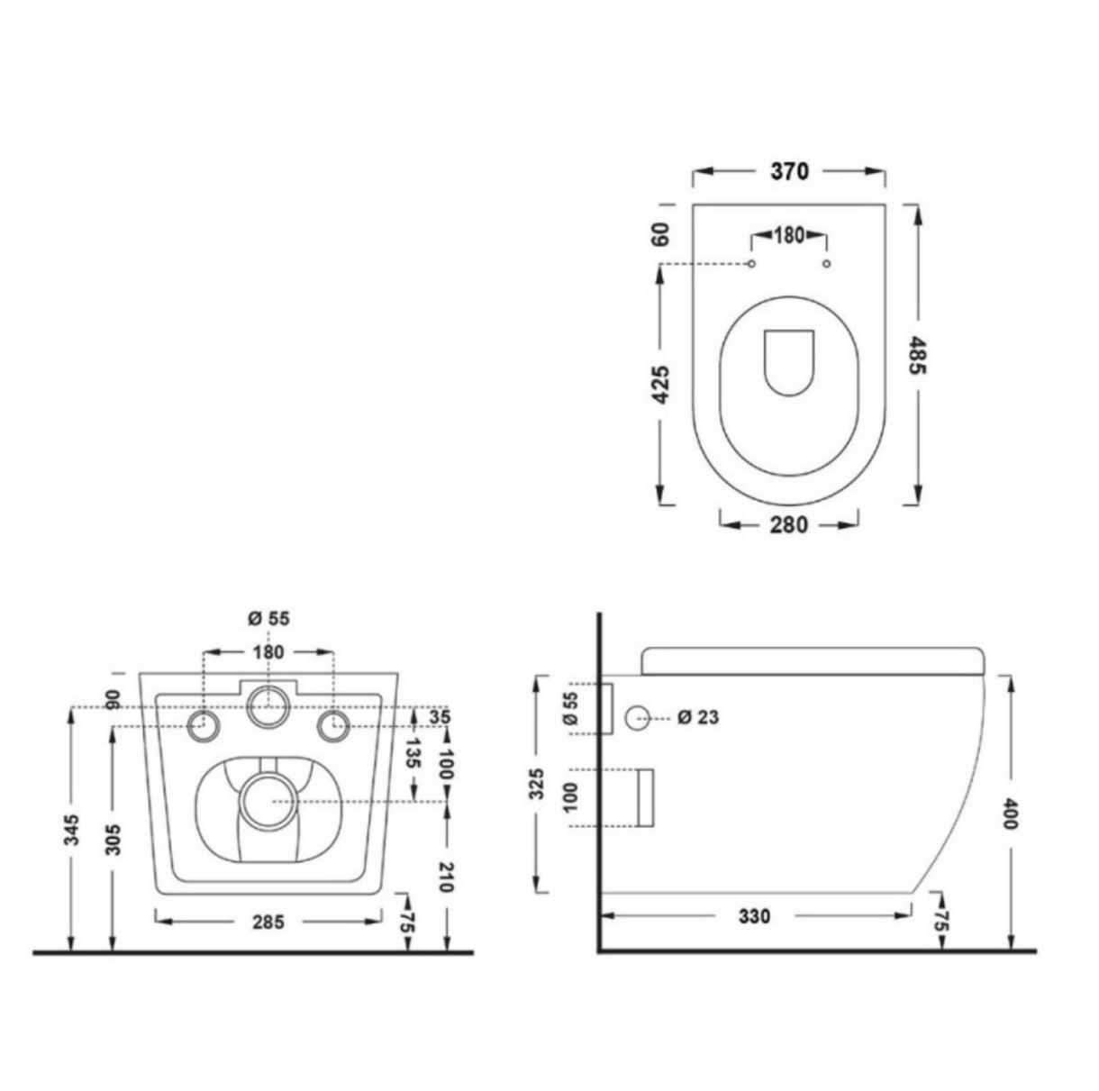Coppia Di Sanitari Sospesi Senza Brida Bianco Lucido "T-Slim"
