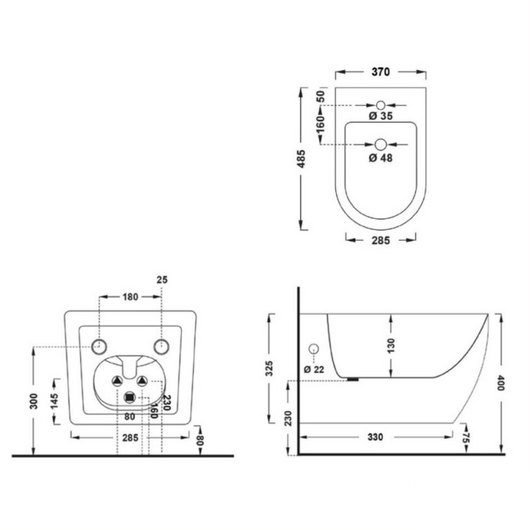 Coppia Di Sanitari Sospesi Senza Brida Bianco Lucido "Linea-T"