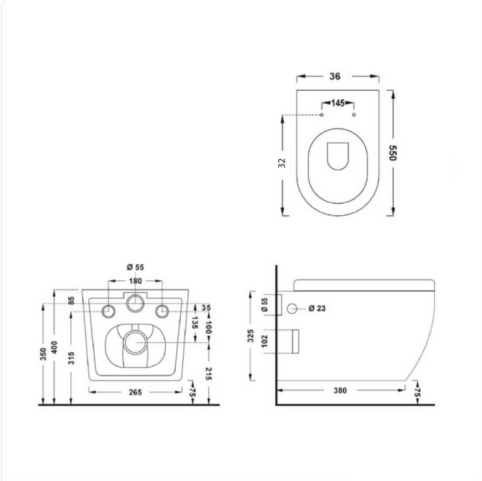 Coppia Di Sanitari Sospesi Senza Brida Bianco Lucido "Linea-T"