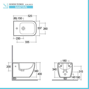 Coppia di Sanitari sospesi Metropolitan in ceramica con Water, Bidet e Copriwater slim