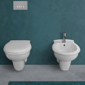 Coppia di sanitari sospesi wc copriwater soft close e bidet serie Karla
