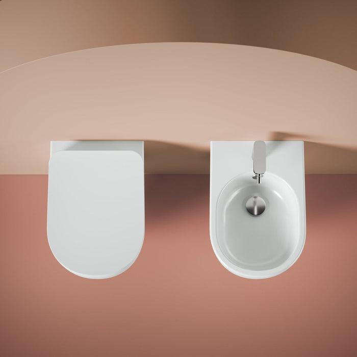 Coppia Di Sanitari The ArtCeram Sospesi Senza Brida Bianco Lucido "File 2.0"