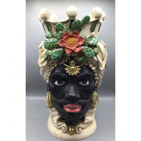 Coppia di Vasi Teste di Moro in Resina, altezza 42 cm