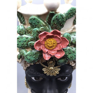 Coppia di Vasi Teste di Moro in Resina, altezza 42 cm