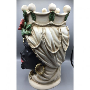 Coppia di Vasi Teste di Moro in Resina, altezza 42 cm