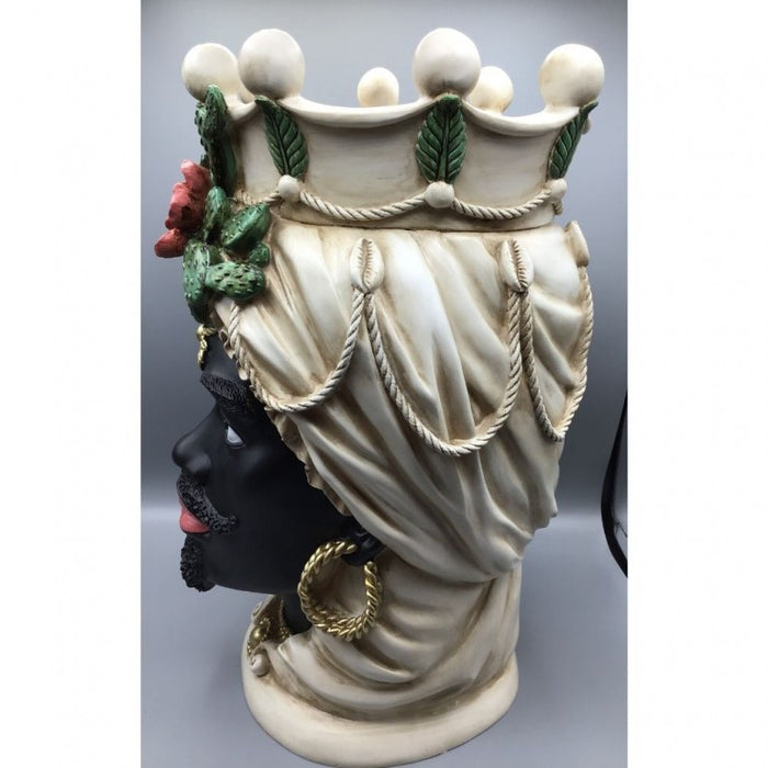 Coppia di Vasi Teste di Moro in Resina, altezza 42 cm