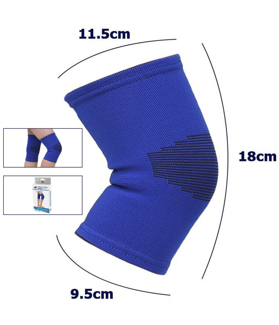 Coppia Ginocchiere Fascia Elastica Anallergica Lavabile Per Bambini Blu Tg. S         