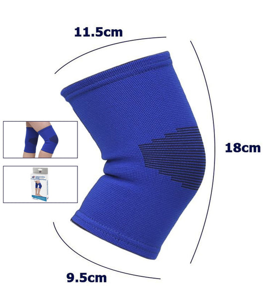 Coppia Ginocchiere Fascia Elastica Anallergica Lavabile Per Bambini Blu Tg. S         