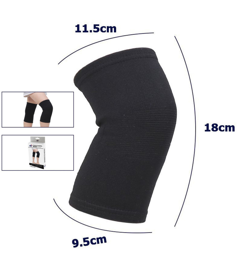 Coppia Ginocchiere Fascia Elastica Anallergica Lavabile Per Bambini Nero Tg. S         