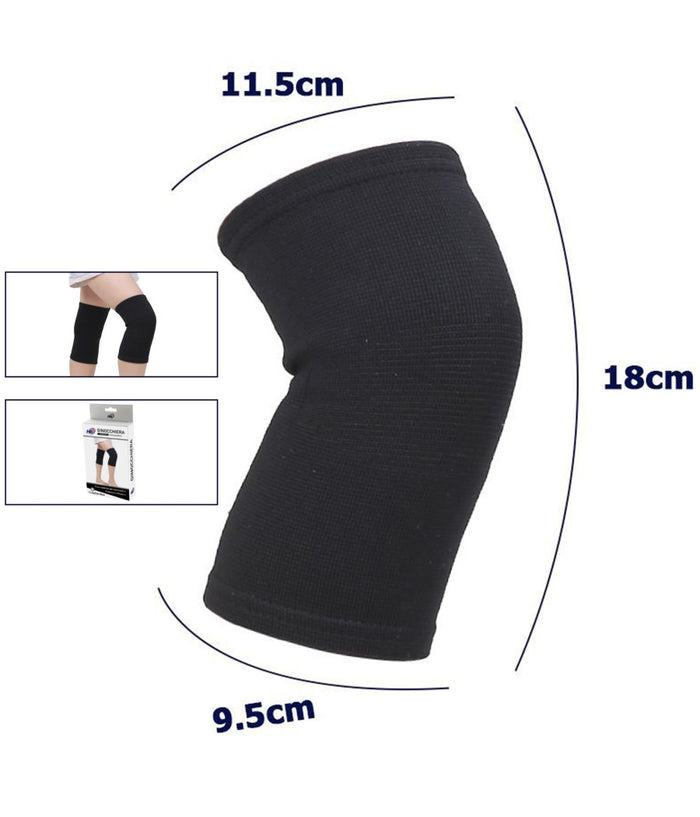 Coppia Ginocchiere Fascia Elastica Anallergica Lavabile Per Bambini Nero Tg. S         