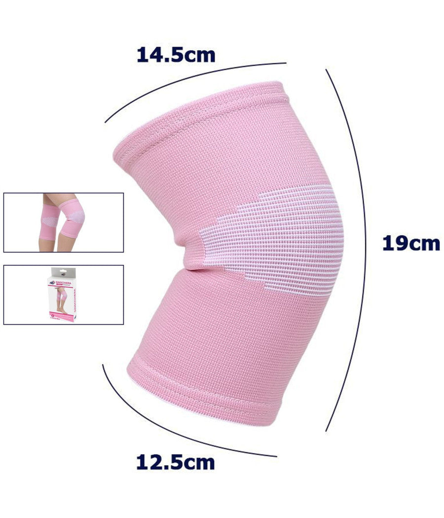 Coppia Ginocchiere Fascia Elastica Anallergica Lavabile Per Bambini Rosa Tg. M         
