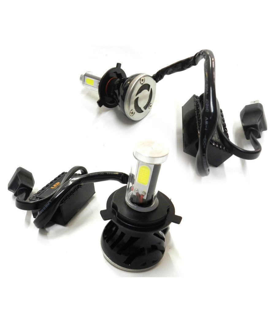 Coppia Lampade Fari Ricambio Per Auto 4 Led 8s H4 Alta Luminosita' Bianco Freddo         