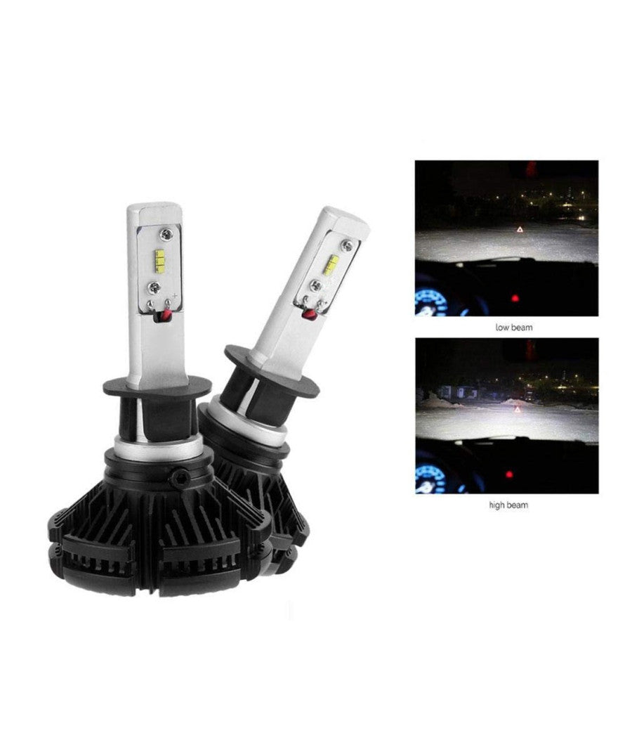 Coppia Lampade Led Auto Fari H1 X3 Kit Lampadine 50w 6000 Lumen Ip67         