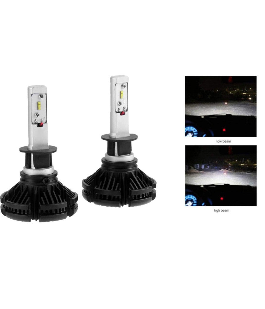Coppia Lampade Led Auto Fari H1 X3 Kit Lampadine 50w 6000 Lumen Ip67         