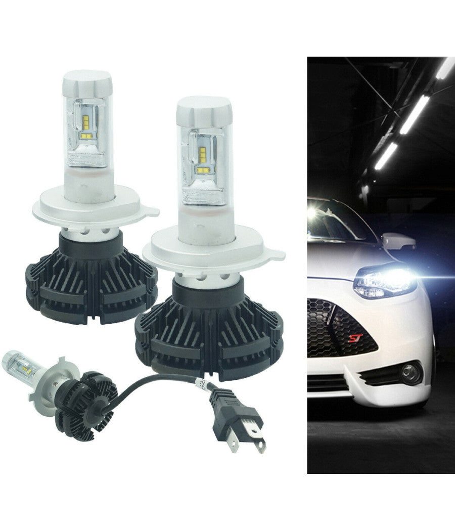 Coppia Lampade Led Auto Fari H4 X3 Kit Lampadine 50w 6000 Lumen Ip67         