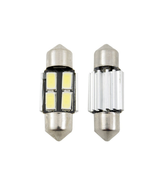 Coppia Lampadina Canbus Siluro 4 Led 3mm Auto 12v Ricambio Luci Interne Per Auto         