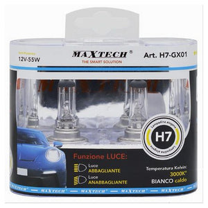 Coppia Lampadine Alogene Per Auto H7 12v 55 Watt Luce Bianco Caldo 3000k H7-gx01         