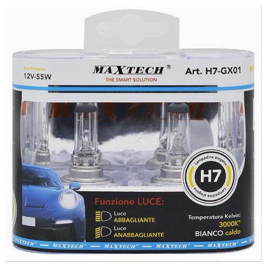 Coppia Lampadine Alogene Per Auto H7 12v 55 Watt Luce Bianco Caldo 3000k H7-gx01         