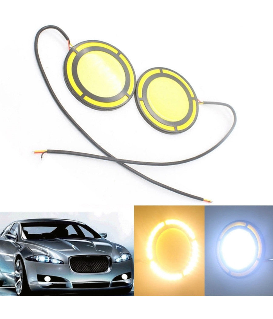 Coppia Luci Led Marcia Diurne Drl Lampade Auto Antinebbia Cob Bianco Freddo         