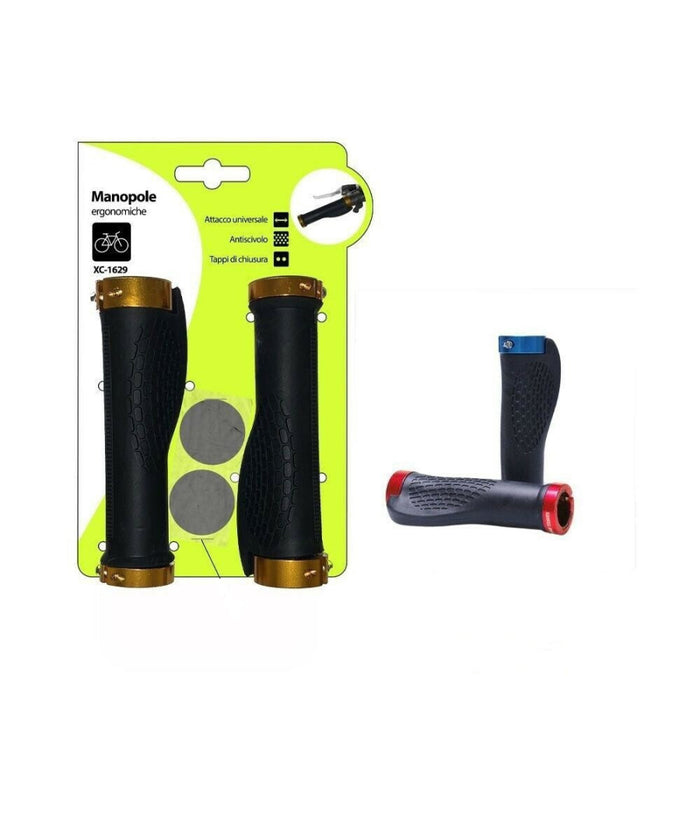Coppia Manopole Ergonomiche Manubrio Sterzo Bici Bicicletta Universale Xc-1629         
