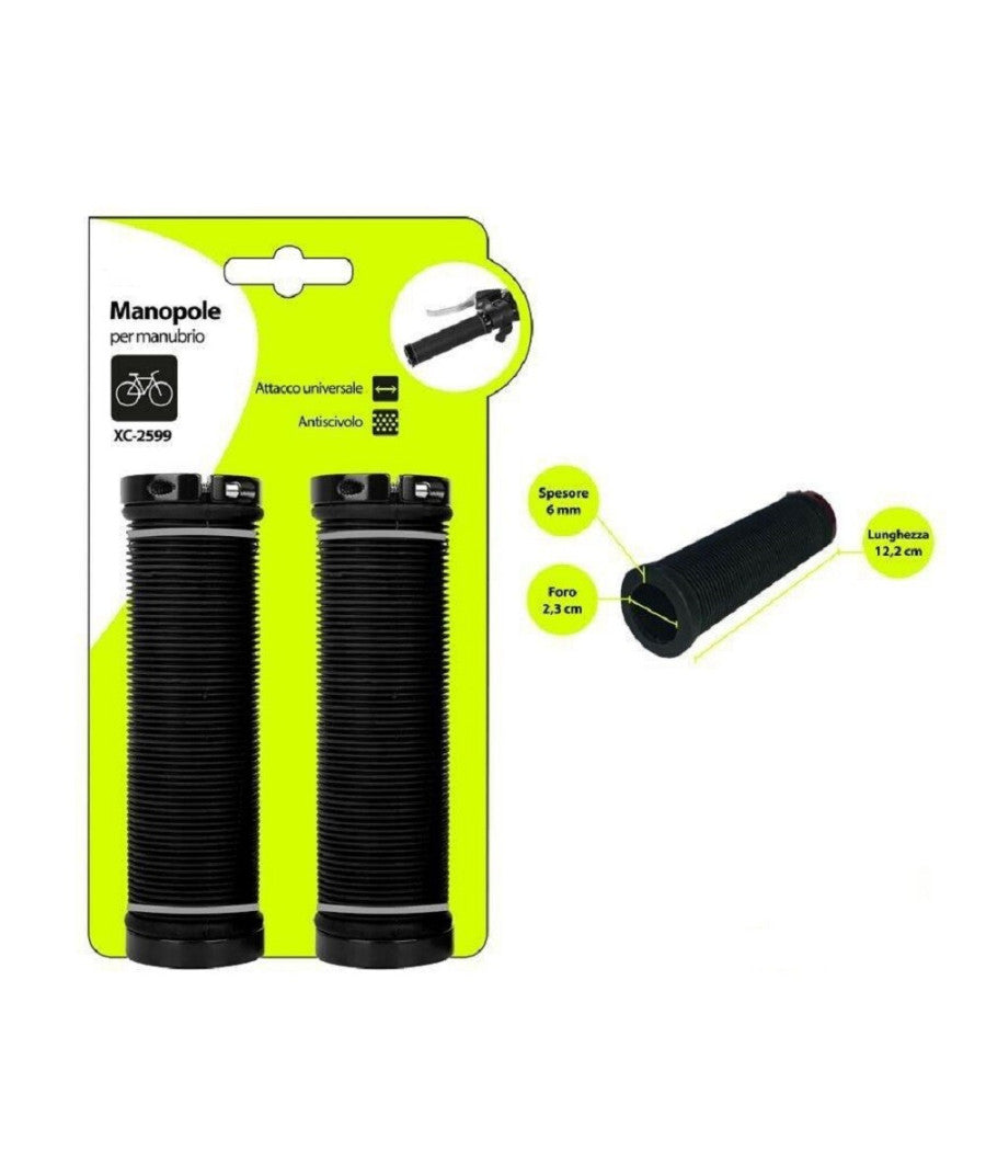 Coppia Manopole Per Manubrio Sterzo Bici Antiscivolo Attacco Universale Xc-2599         