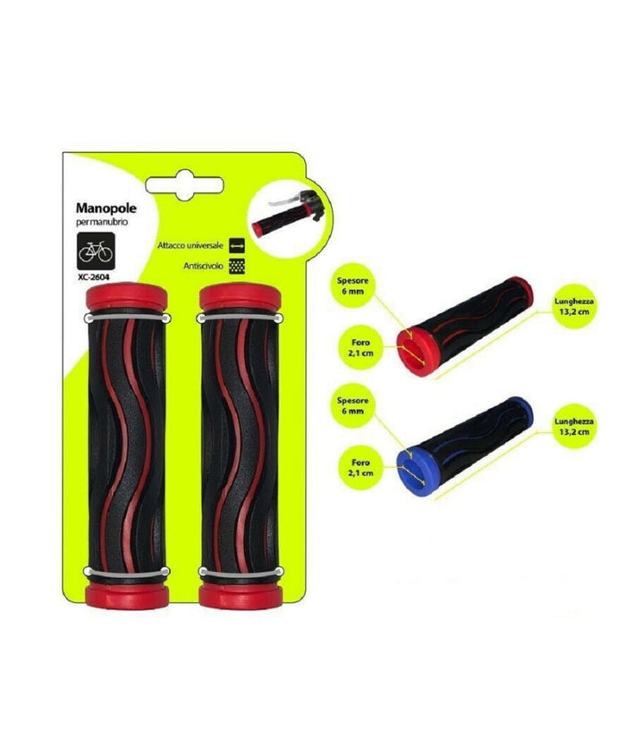 Coppia Manopole Per Manubrio Sterzo Bici Bicicletta Universale Con Onde Xc-2604         