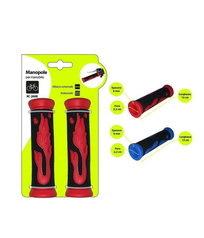 Coppia Manopole Per Manubrio Sterzo Bicicletta Universale Fiamma Colorata Xc2600         