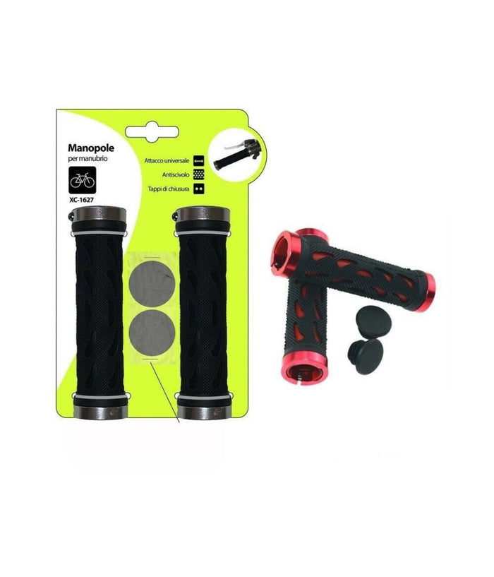Coppia Manopole Per Manubrio Sterzo Bicicletta Universale Tappi Chiusura Xc-1627         