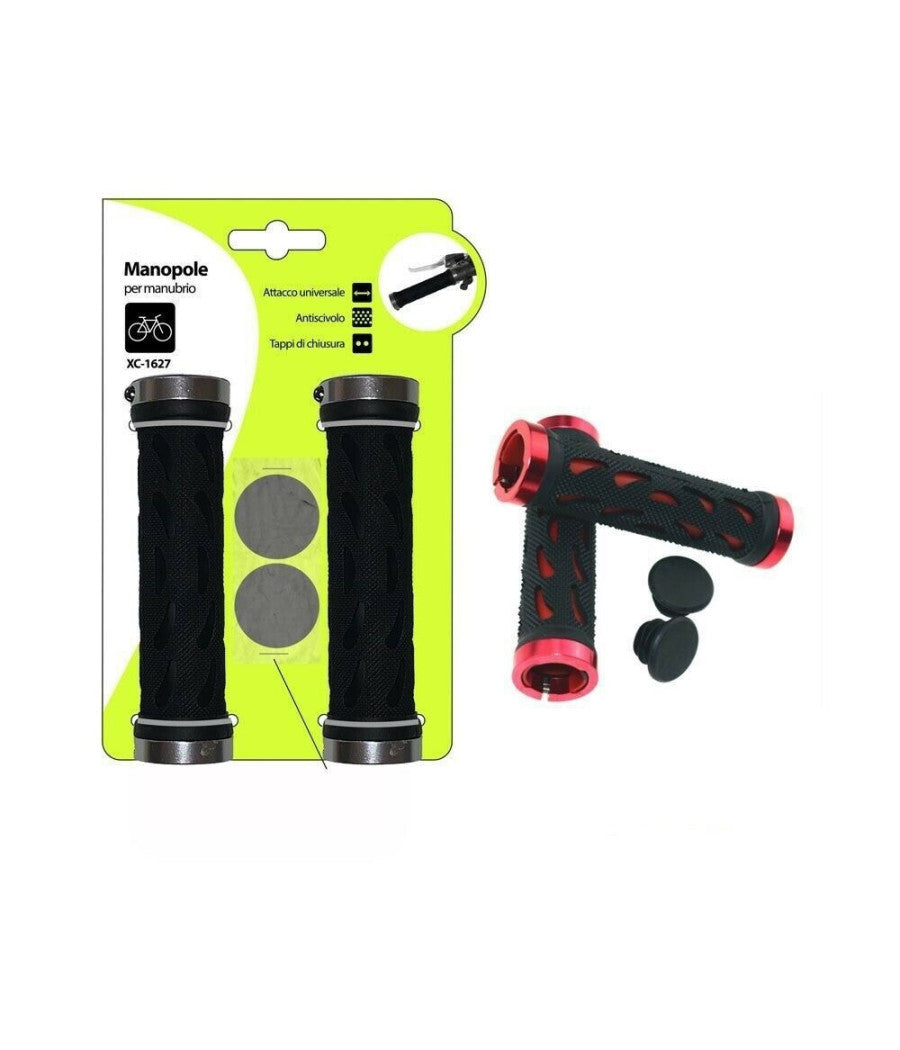 Coppia Manopole Per Manubrio Sterzo Bicicletta Universale Tappi Chiusura Xc-1627         