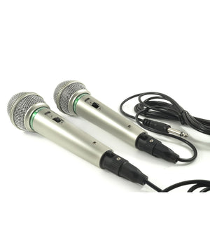 Coppia Microfoni Dinamico Professionali Cablati Cavo Unidirezionale Per Karaoke         