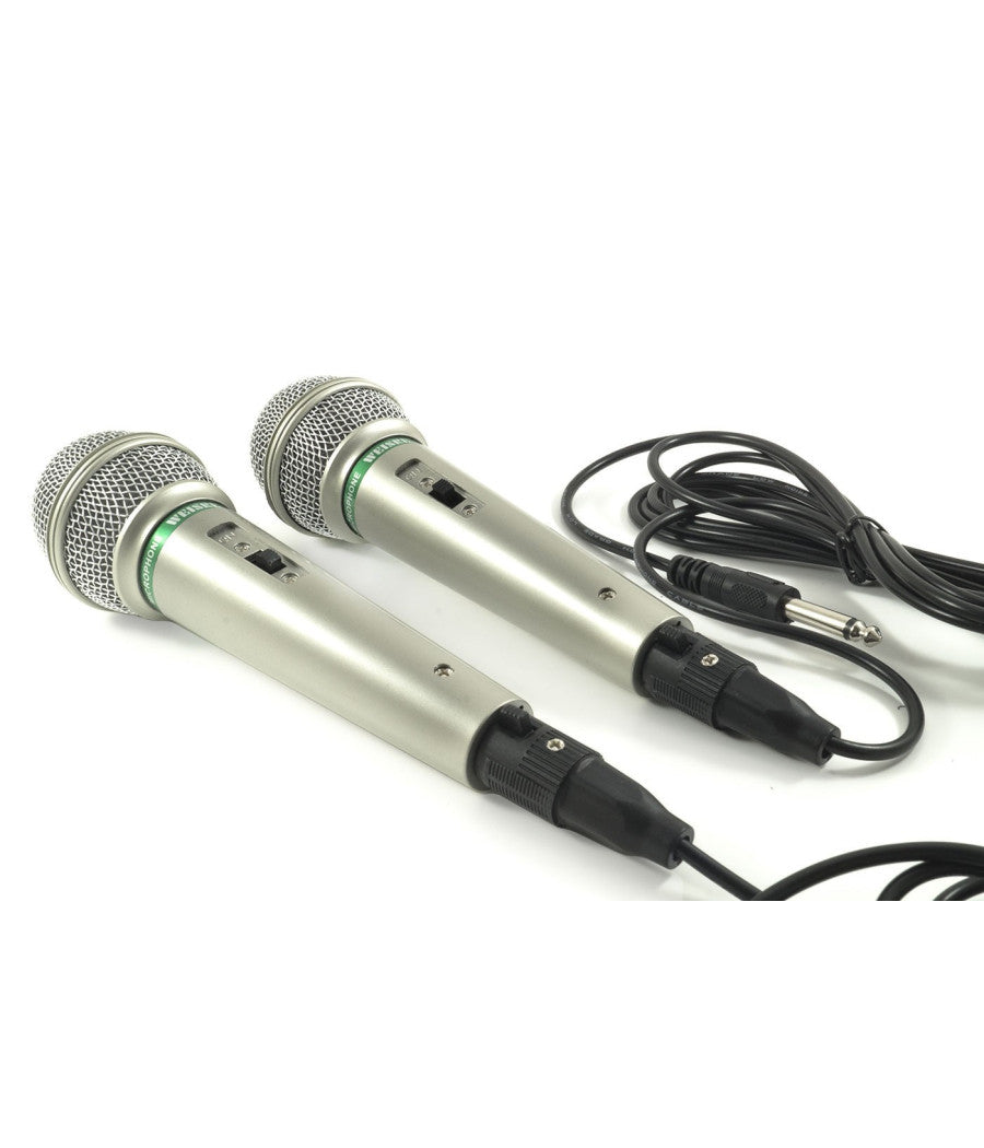 Coppia Microfoni Dinamico Professionali Cablati Cavo Unidirezionale Per Karaoke         