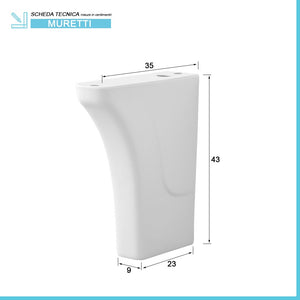 Coppia muriccioli in ceramica per installazione lavatoi in ceramica