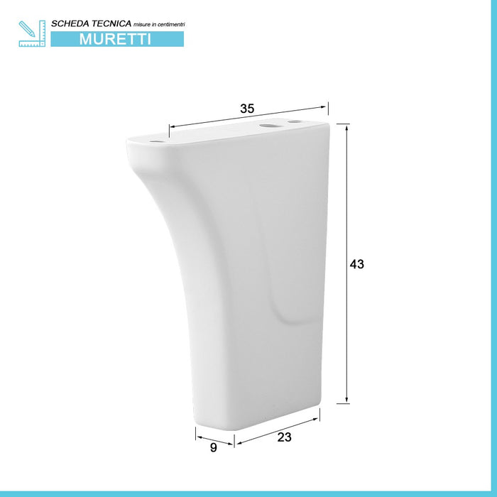 Coppia muriccioli in ceramica per installazione lavatoi in ceramica