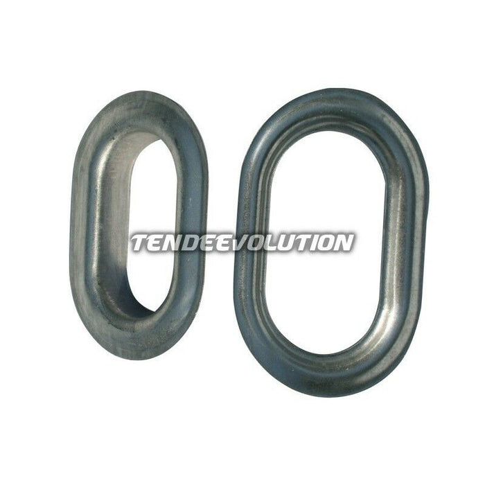 10 occhielli ovali in metallo aluzinc antiruggine per copertura di tettoie, pareti gazebo dimensione 42 x 22