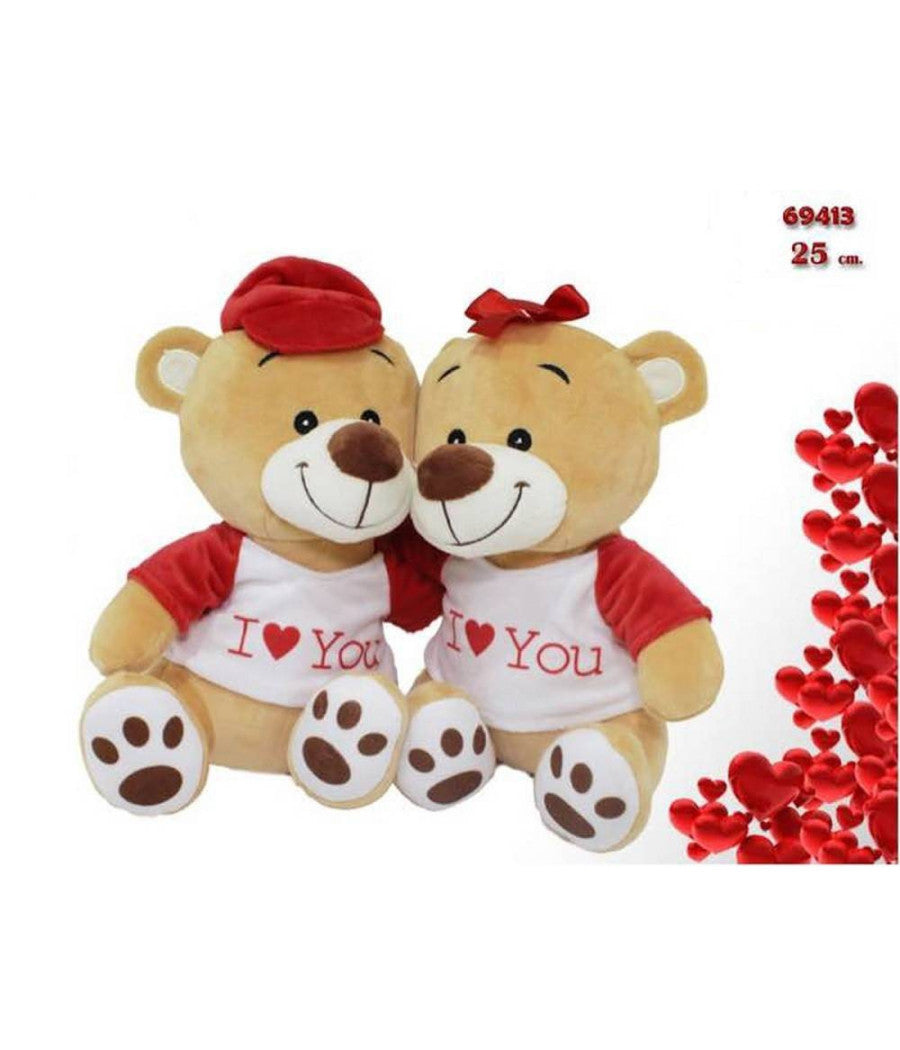Coppia Orsi Orsetti In Peluche Con Maglia "i Love You" 25cm San Valentino 69413         