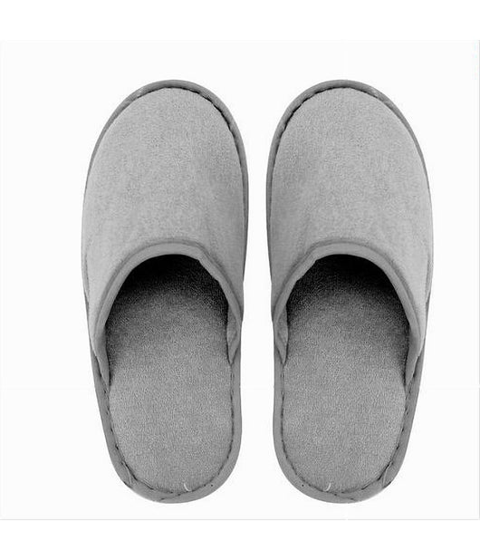 Coppia Pantofole Ciabatte Bagno Chiuse Tessuto Grigio Taglia 35-40 Stanza 79689         