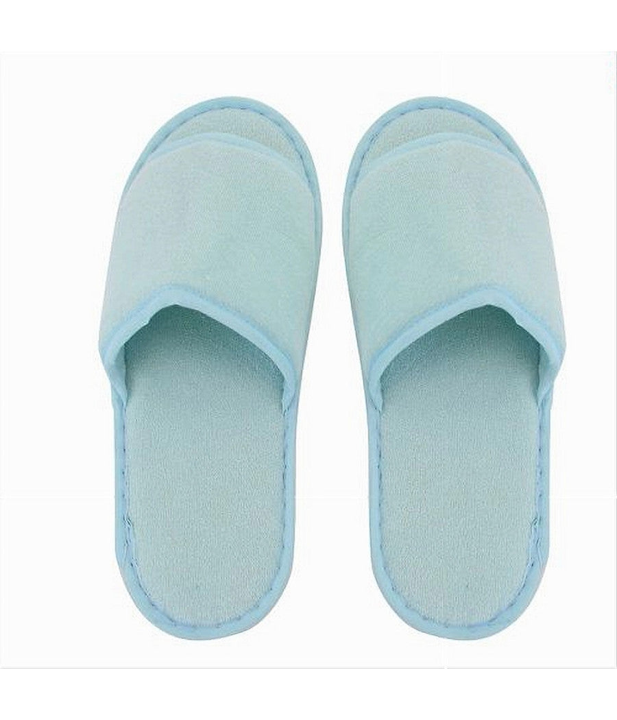 Coppia Pantofole Ciabatte Bagno Tessuto Azzurro Taglia 35-40 Stanza Hotel 79676         