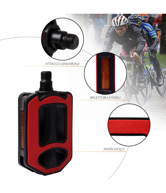 Coppia Pedali Per Bicicletta Con Riflettori Laterali Attacco Universale Xc-2512         