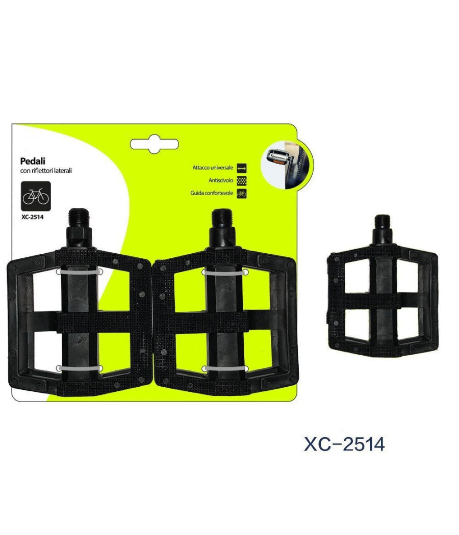 Coppia Pedali Per Bicicletta Con Riflettori Laterali Attacco Universale Xc-2514         