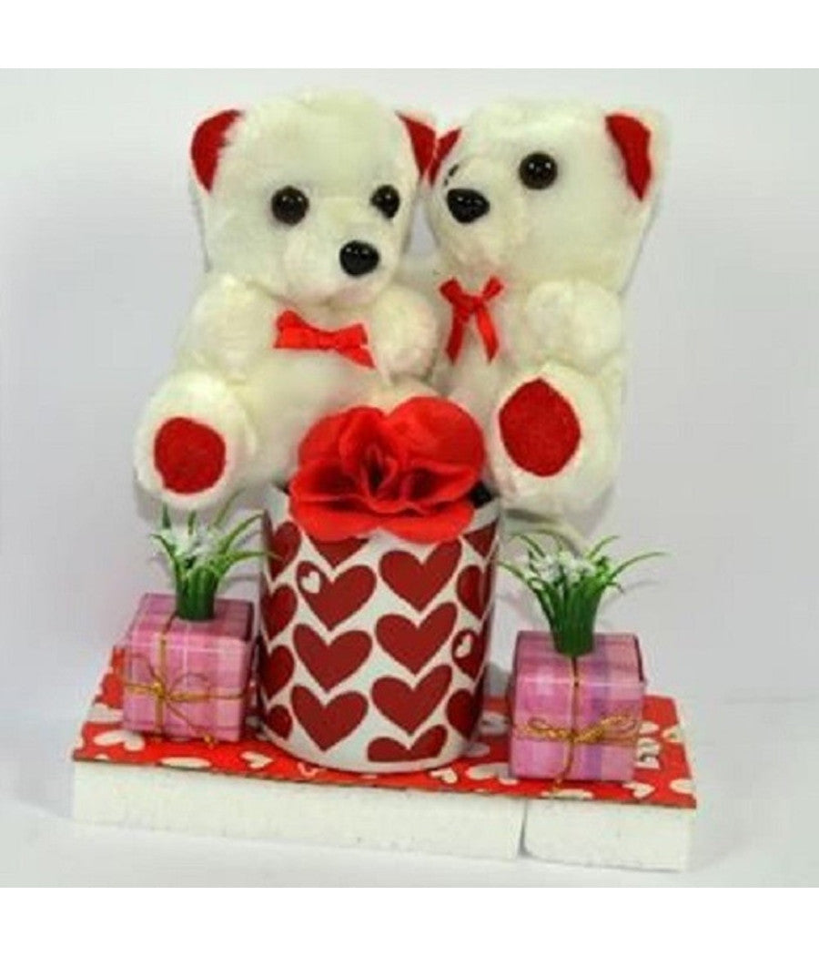Coppia Peluche Orsetti Con Tazzone Fiore Idea Regalo Per San Valentino 4 Modelli         