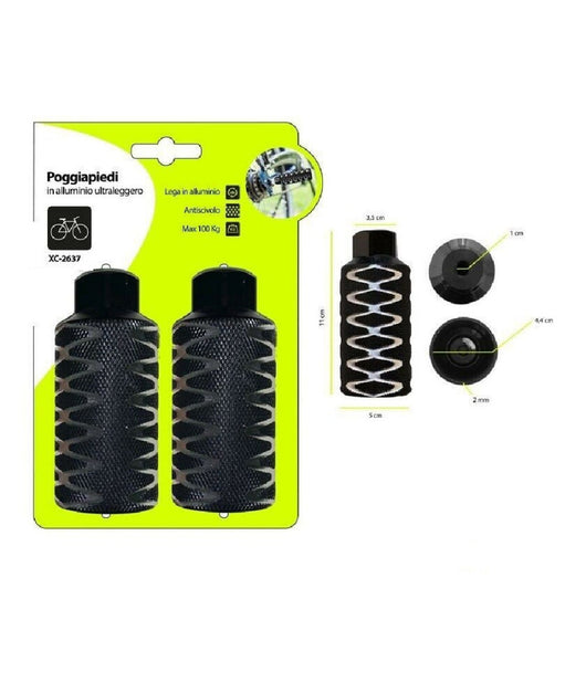 Coppia Poggiapiedi In Alluminio Leggero Antiscivolo Per Bici Max. 100 Kg Xc-2637         