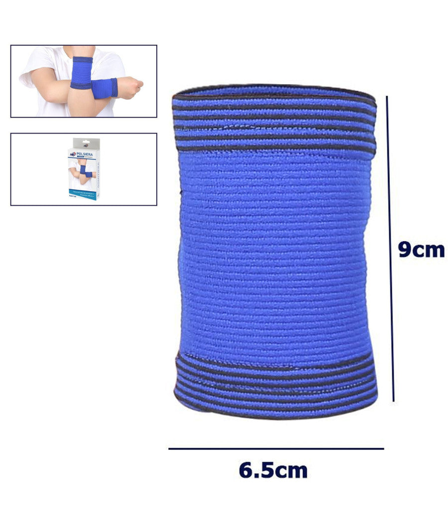 Coppia Polsiera Elastiche Supporto Per Polso Bambini Anallergico Protezione Blu         