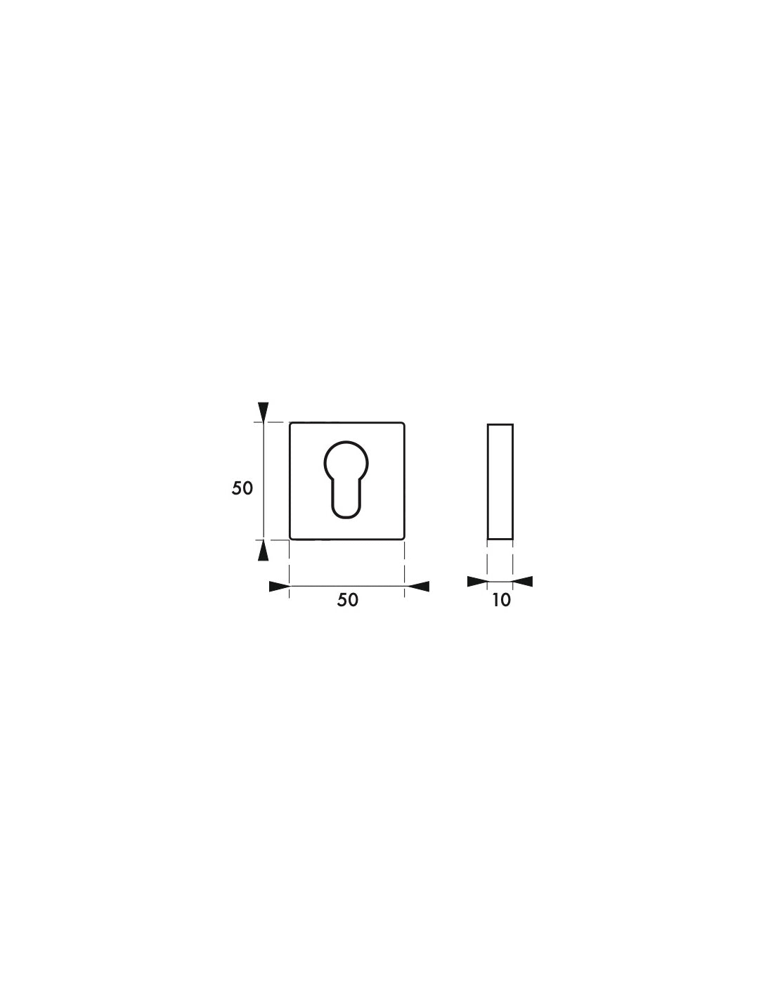 Coppia borchie, rosetta quadrata Modena 50X50 foro per cilindro europeo, cromo satinato - FROSIO BORTOLO