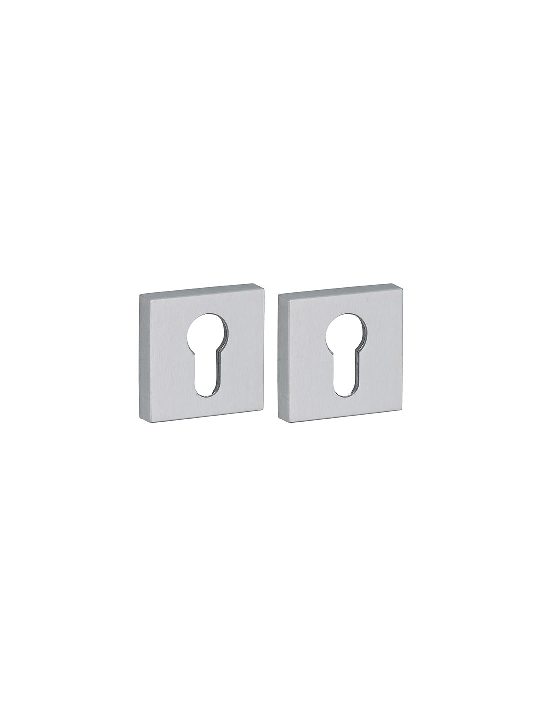 Coppia borchie, rosetta quadrata Modena 50X50 foro per cilindro europeo, cromo satinato - FROSIO BORTOLO