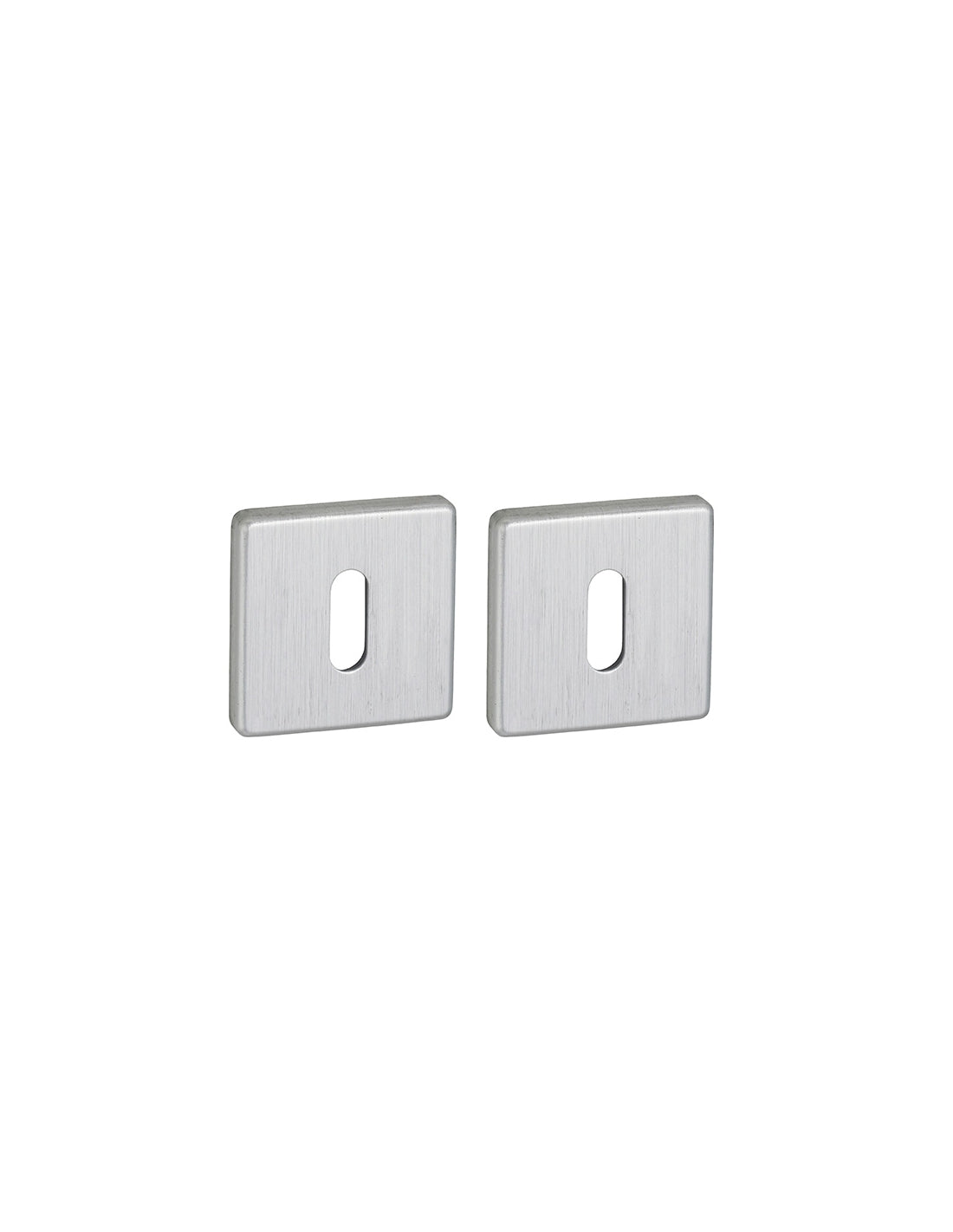 Coppia borchie, rosetta quadrata Zibel 50X50 foro per chiave, cromo satinato - THIRARD