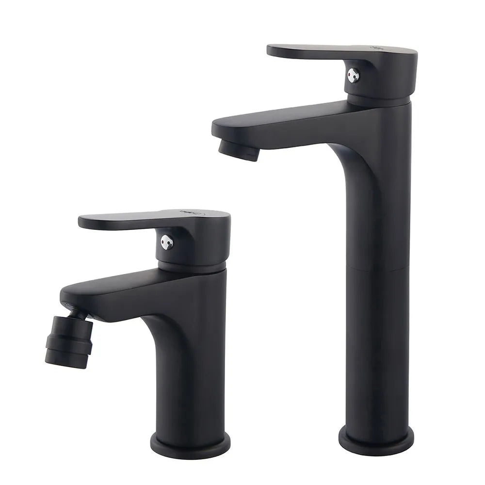 Coppia rubinetti bagno lavabo alto e bidet nero opaco serie Paco