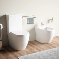 Coppia sanitari filomuro vaso tornado silent flush, sedile soft-close e bidet | Roma