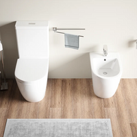 Coppia sanitari filomuro vaso tornado silent flush, sedile soft-close e bidet | Roma